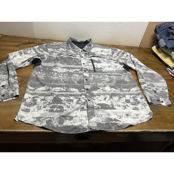 PELAGIC Eclipse Pro Series Guide Shirt 2XL Gray Camo Button Up Long Sleeve - Picture 6 of 16